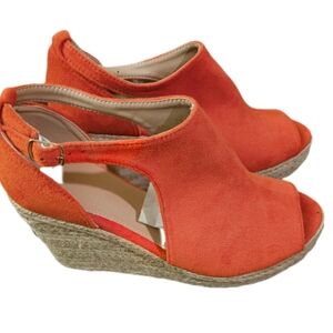 Brand New Orange Espadrille Wedge Sandals – Size 8.5 – Open Toe Shoes